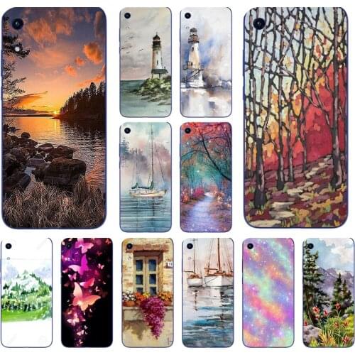 98AA Forest Art Sky Sea Tree Silicone TPU Protective Cover Phone Case On Case For Huawei Y5 Y6 Y7 Prime 2019 Case Soft