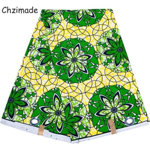 Chzimade 1Yard Ankara African Flower Real Wax Fabric 100% Polyester Tissue Sewing Fabric For Wedding Dress Home Decoration