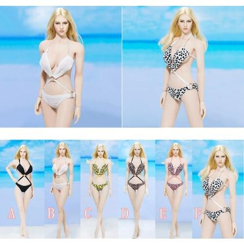 ATX018 1/6 Scale Clothes Accessories Sexy Deep V One-piece Bikini Swimsuit for 12 inch Action Figure Body Model