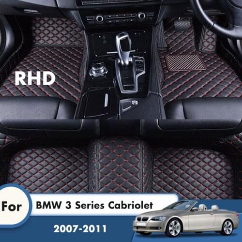 RHD Car Floor Mats For BMW 3 Series Cabriolet 2011 2010 2009 2008 2007 Artificial Leather Carpets Custom Car Accessories Cover