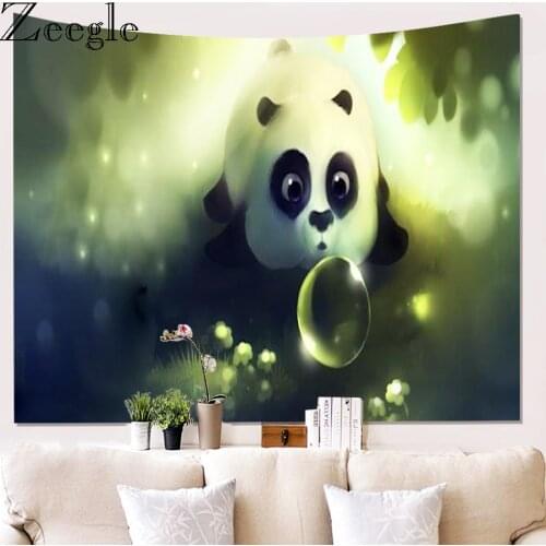 Zeegle Panda Pattern Tapestry Printed Decorative Tapestry Modern Wall Carpet Beach Towel Throw Blanket Picnic Yoga Mat