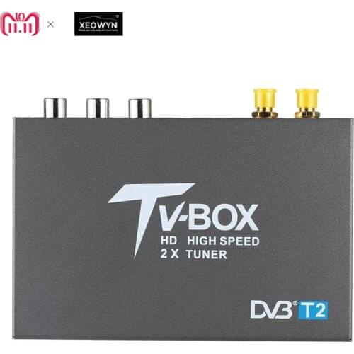 Dual antenna Car DVB-T2 Mobile DVB T2 TV BOX Receiver for Car DVD digital TV tuner Mpeg-4 MPEG-2 For Russia Europe