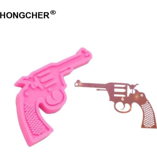New pistol keychain mould, pendant, flexible silicone baking mold, jewelry epoxy resin mold cake dessert decoration