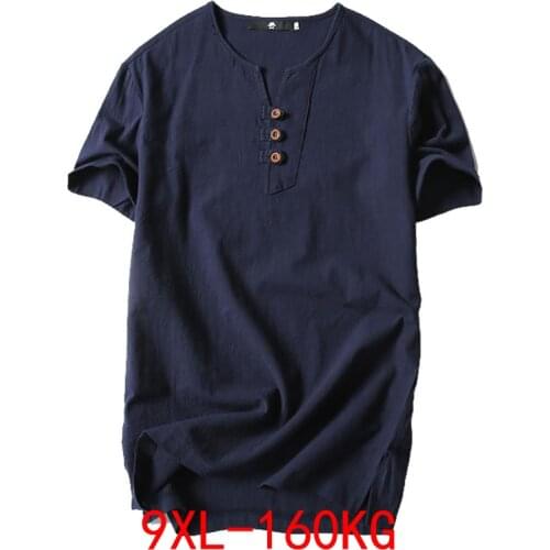 Mens T Shirts Plus Size 5XL 6XL 8XL 9XL large Oversized T Shirt Linen Short Sleeve Tee Shirt Male Summer Men T-shirt Big Size