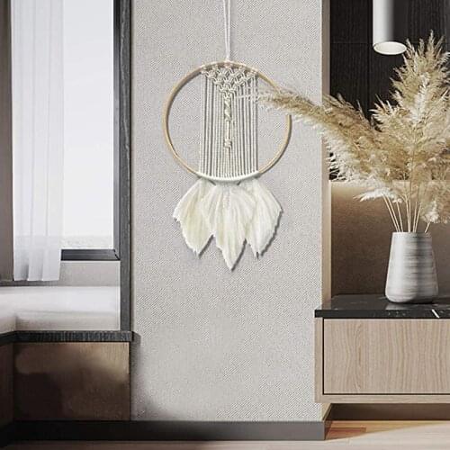Bohemian Style Bamboo Circle Tassel Tapestry Hand-woven Lace Wall Decoration Family Party Bedroom Dream Catcher Wall Hanging