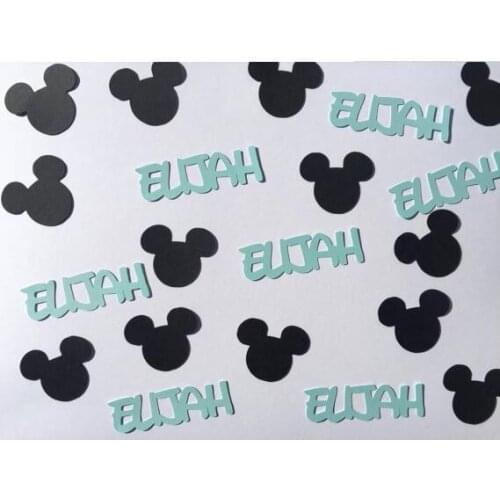 Custom name mouse baby shower birthday Confettis Gender Reveal Table decor scrapbook scatters party decoartions
