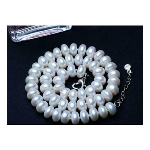 Beautiful 18 Inch Genuine 10-11mm south sea White Pearl Necklace Silver clasp