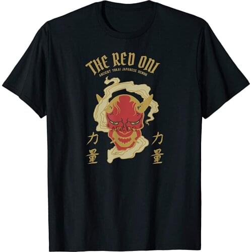 Red oni yokai design for Japanese kanji demon devil fans T-Shirt