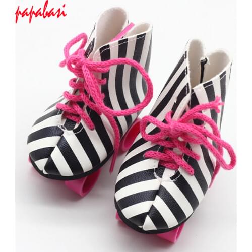 18" 45CM Girls Dolls fashion Roller Skates sport shoes for 43cm baby Alexander doll accessory baby girl gift toys Boots