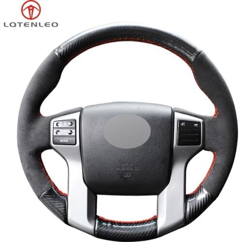 LQTENLEO Carbon Fiber Suede Car Steering Wheel Cover For Toyota Land Cruiser Prado 2010-2017 Tundra Tacoma 4Runner 2014-2019