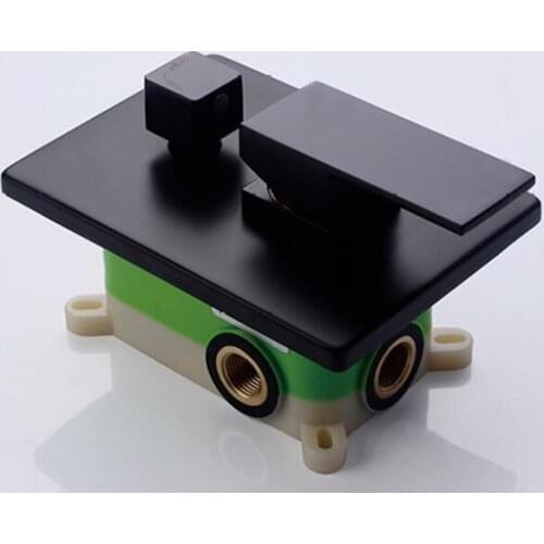 Matte Black square 2 way water outlet Shower Mixer Valve Solid Brass Shower Faucet Control Valve Wall Mounted Mixer Valve