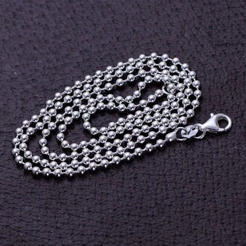 MetJakt Classic 2.5mm Ball Chain Solid 925 Sterling Silver Necklace Collocation Pendant Charm for Unisex Jewelry