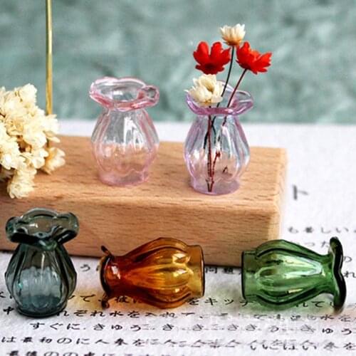Mini Glass Flowerpot Vase DIY Furniture Toys Dollhouse Miniature Accessories