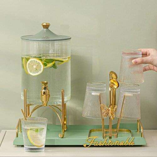 Fashion Nordic Water Jug Glass Heat Resistant Juice Storage Jug Faucet High Capacity Jarra Cristal Kitchen Supplies DE50SH