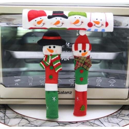 Pack Of 3pcs Kitchen Refrigerator Handle Covers Christmas Decor Kitchen Tool Microwave Door Handle Sets