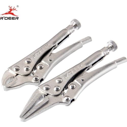 RDEER 2Pcs Set Mini Locking Pliers 5''/125mm Long Nose And Gourd Mouth Pliers Multifunction Durable Hand Tools