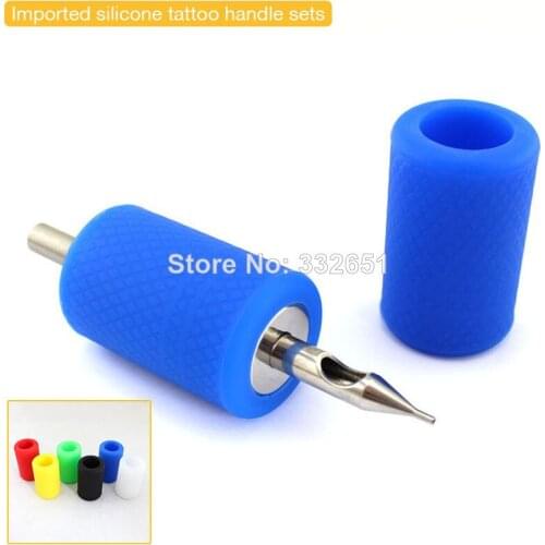 CHUSE Blue 6 Colors Mixed 3pcs/lot Imported Silicone Professional Tattoo Handle Sets For 22-25mm Tattoo Grips microblades PMU