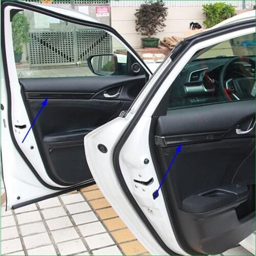 ABS Carbon Fiber Print Inner Door Panel Handle Cover ABS Stripe Trim Interior Decal Fit For Honda Civic 2016-2017 Car-Styling