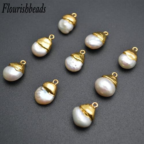 Gold Color Natural Pearl Water Drop Shape Party Pendant Fit Necklace Bracelet Earrings Woman Diy Elegant Jewelry Making