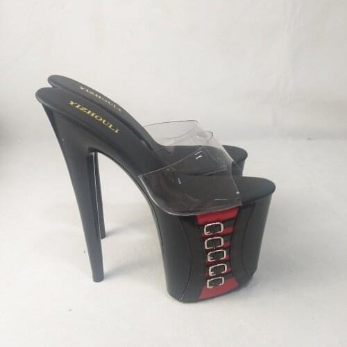 20cm High-Heeled Shoes Sexy Cutout Sandals 8 Inch Heel High Platform Sandal Slip On Sexy Stripper Shoes Open Toe Stripper Shoes