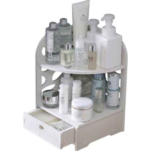 Bathroom Organizer Wood Shelf Desktop Storage Rack with Drawer Makeup Organizer Shower Caddy Corner Shlves Stand