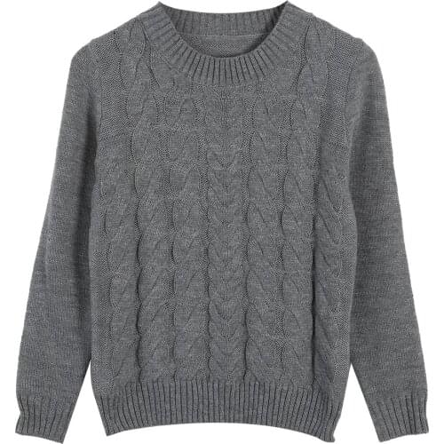 Autumn and Winter Vintage Women Sweater Long Sleeve Loose Knitted Pullover Gray/White Sweaters Fashion Casual woollen Sweaters