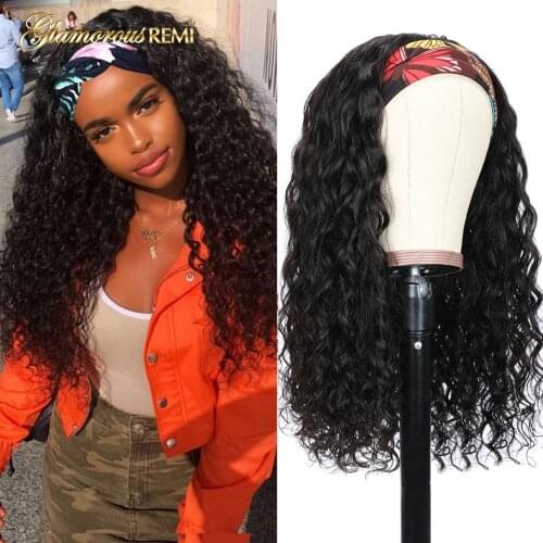 Headband Wig Brazilian Kinky Curly Human Hair Wigs For Black Women Glueless Full Machine Made Curly Human Hair Wig Natural Color