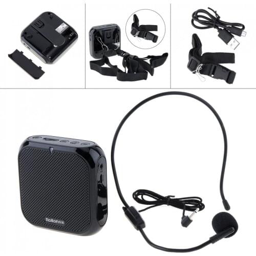 Rolton Portable Wired Audio Speaker Megaphone Voice Amplifier Loudspeaker Microphone Waist Band Clip Support FM Radio TF Player