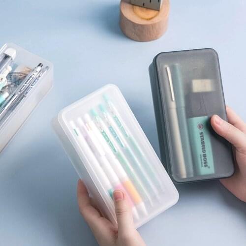 Pp plastic stationery box simple transparent frosted student office storage box pencil case