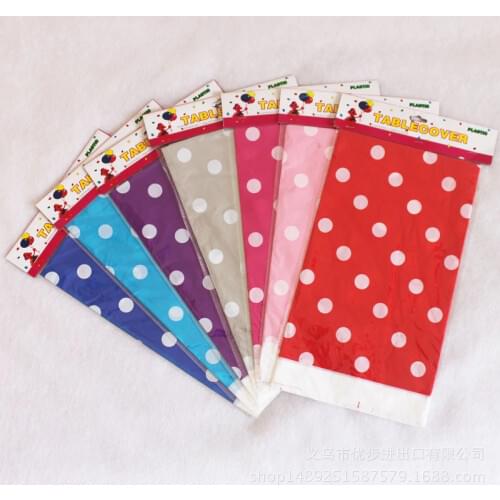 108*180cm 1pc/lot 7 Colors Dot Rectangle Disposable Tablecloth Tablecover PE Tablecloth Birthday Wedding Party Decoration