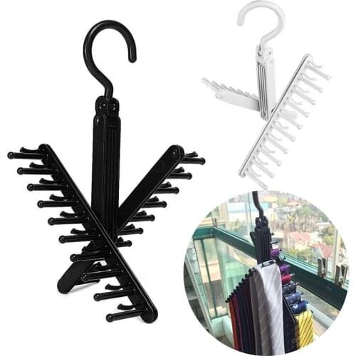 Adjustable 360 Degrees Rotating Tie Rack 20 Hooks Silk Scarf Stand Belt Scarf Hanger Holder Closet Organizer