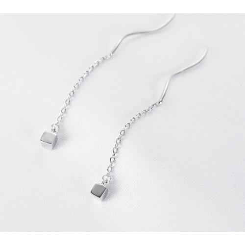 S925 Needle Fashion Jewelry Simple Geometric Chain Earrings Personality Square Dangle Metal Earrings For Woman Party Gifts