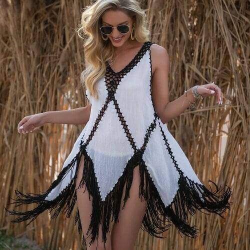 Sexy Cover Up Bikini Women Swimsuit Cover-Up Beach Bathing Suit Beach Wear Knitting Swimwear Mesh Beach Dress Tunic Robe