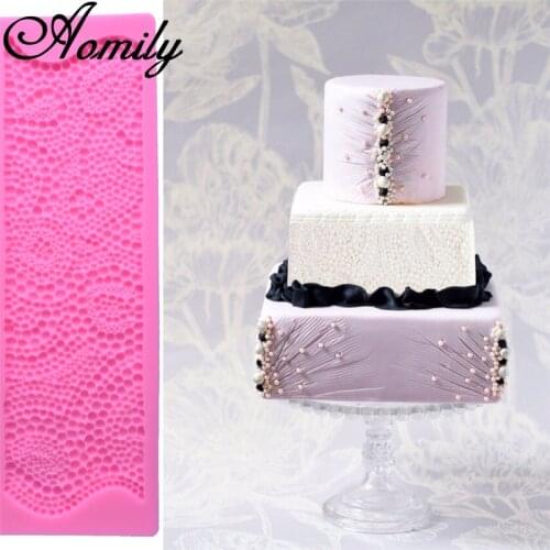 Aomily 35cm Flower Long Silicone Mold European Pearl Pattern Cake Mat Fondant Sugar Craft Chocolate Moulds Cake Decorating Tools