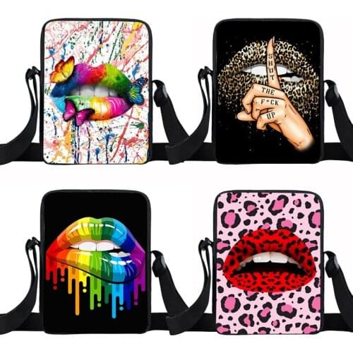 Butterfly Leopard Lips Pattern Mini Messenger Bag Women Crossbody Bags Ladies Handbag for Travel Casual Shoulder Bags Gift