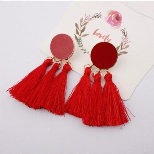 Ear Ornaments Female Retro National Style Geometric Round Tassels ear ornaments