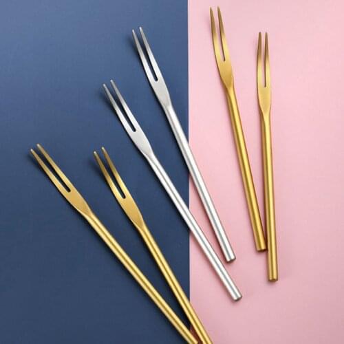 13x0.6cm 10 Pieces Stainless Steel West Tableware Fruit Fork Sign Small Fork Cake Dessert Fruit Fork Kitchen Accessory
