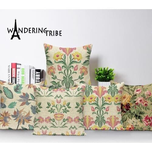 Vintage Decorative Pillow Covers Botanical Throw Pillows Covers Custom Decor Cushion Covers Quality Linen Throw Pillow cases