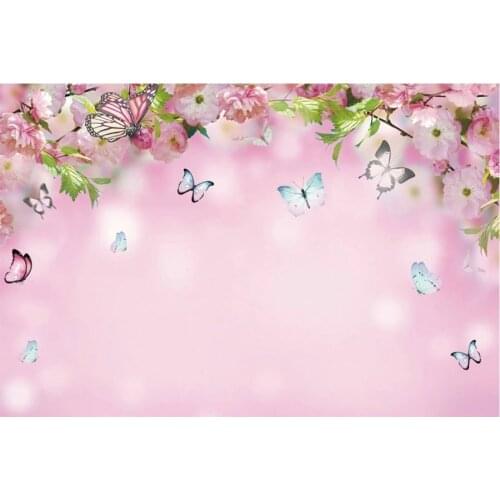 Cherry Pink Flowers Photography Background Holiday Celebration Party Decor Photo Booth Studio Prop