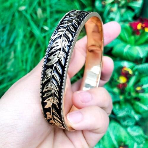 KOMI Inner Diameter 7-8 CM 75G Hawaii Samoa Marshall Polynesian Pohnpei Tonga Man Woman Dripping Oil Leaf Closed Bracelet Bangle