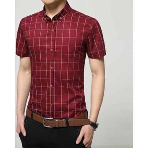 YG6156-A1269 2020 Summer new checkered youth Korean version mens slim short-sleeved shirts cheap wholesale