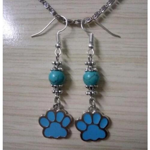 10 COLOR New Hot Drip Enamel Dog Cat Paw Prints Charm Pendants Drape Earrings For Women DIY Fashion Jewelry