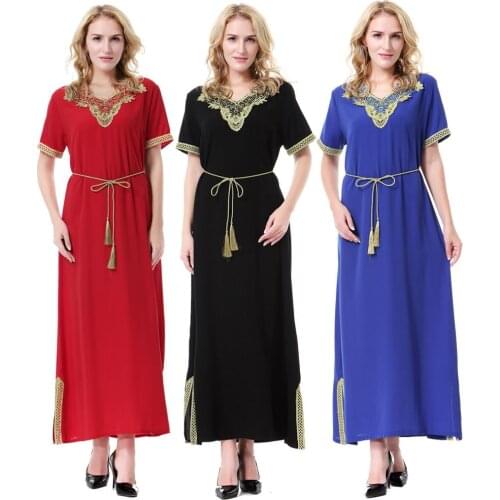 Womens Muslim Kaftan Abaya Evening Gown Islamic Female Clothing Maxi Dress