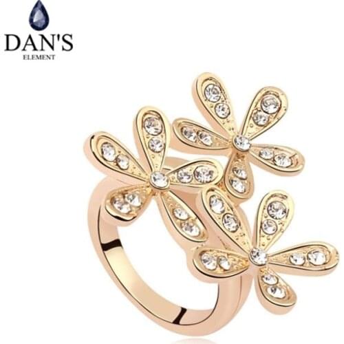 DANS 2016 Real Austrian Crystals Ring for women New Sale Hot 2 colors smile #SE100798