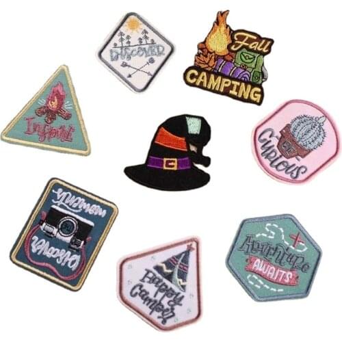 1PCS Halloween Witch Hat Patches camera Badges Patch For Clothing Logo for Bonfire Patches Embroidery Tent Badge Sticker