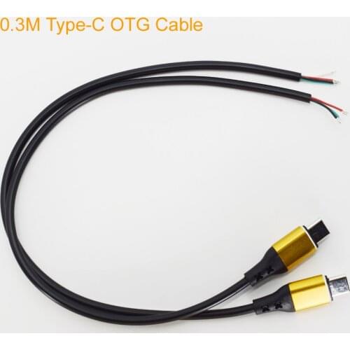 10pcs 30cm Alloy Host OTG USB C Type-C Male Plug 4 Wires Power Pigtail Cable DIY