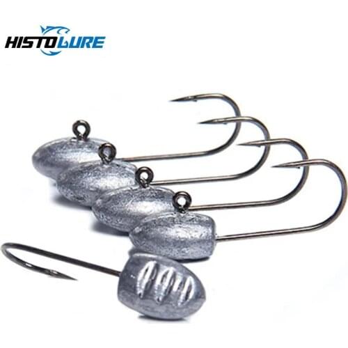 10pcs/Pack Soft Worm Lures Jig Head Barbed Hook 3g 28mm Soft Lure Jig Hook Ice / Raft Fishing Hooks Fishing Tacklee