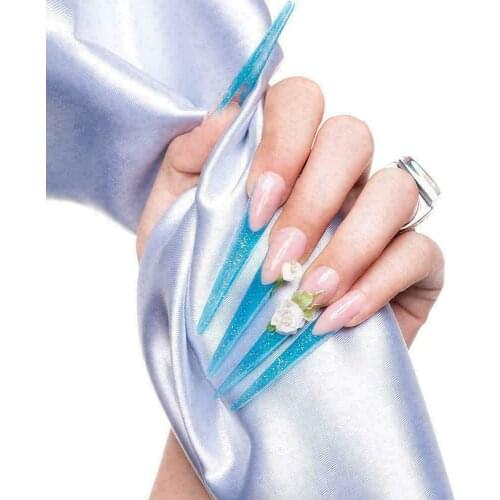12pcs/bag Long Fake Nail Sheet Pointed Clear Half Cover Press On Nail Artificial Fingernail Diy Nail Manicure Practice Stage NEW