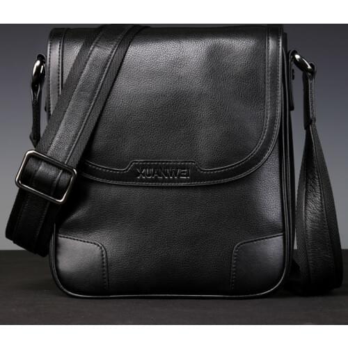 HOT High-end Black Men Retro Full-grain Genuine Cattle Hide Messeanger Bag Wear-resisting & Durable Business Briefcase (XW8669P)