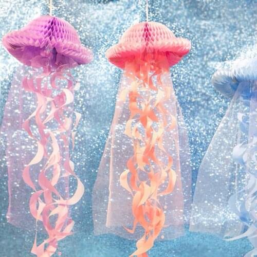 3pcs/Lot DIY Hanging Jellyfish Honeycomb Pastel Mermaid Party Decoration Under the Sea Kids Birthday Baby Shower Events Supplies